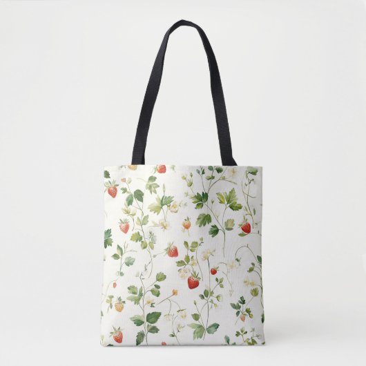 Tote Bag Jardin de feuilles de fraises (Devant)