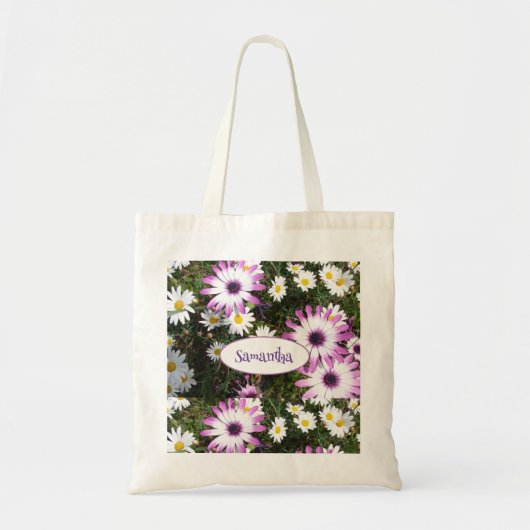 Tote Bag Jardin de Fleur de Faisy Blanc Violet Nom personna (Devant)