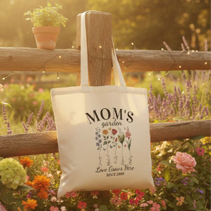 Tote Bag Jardin de maman Fleurs aquarelles L'amour grandit 