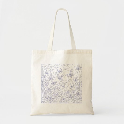 Tote Bag Jardin de papillons bleu (Devant)