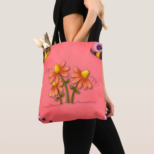 Tote Bag Jardin de printemps mignon de l'abeille et rose fl