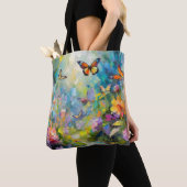 Tote Bag Jardin des papillons Peinture Abstraite moderne (De près)