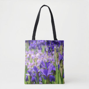 Tote Bag Jardin d'Irises pourpres d'Améthyste