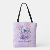 Tote Bag Jardin fleuri de papillon violet  (Dos)