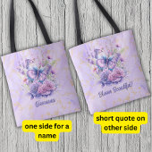 Tote Bag Jardin fleuri de papillon violet 