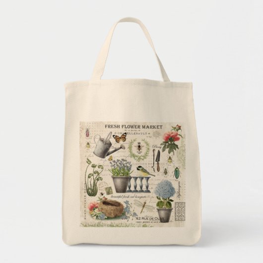 Tote Bag Jardin fleuri Vintage (Devant)