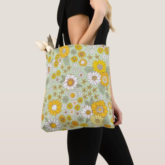 Tote Bag Jardin Floral Jaune Motif (De près)