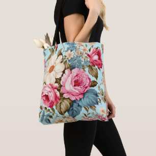 Tote Bag Jardin Floral rose vintage