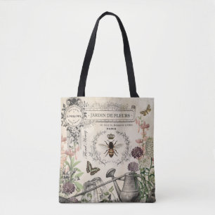 Tote Bag Jardin français vintage moderne d'abeille