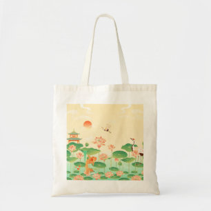 Tote Bag Jardin Japonais Étang de Carpes Koï et Nymphéas Ar