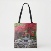 Tote Bag Jardin japonais Lanterne et Feuilles d'érable roug (Devant)