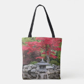 Tote Bag Jardin japonais Lanterne et Feuilles d'érable roug (Dos)