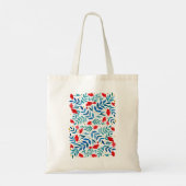 Tote Bag Jardin magique - rouge et turquoise (Dos)