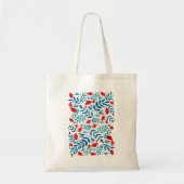 Tote Bag Jardin magique - rouge et turquoise (Devant)