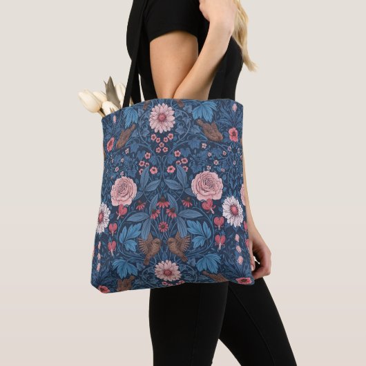 Tote Bag Jardin sauvage en bleu (De près)