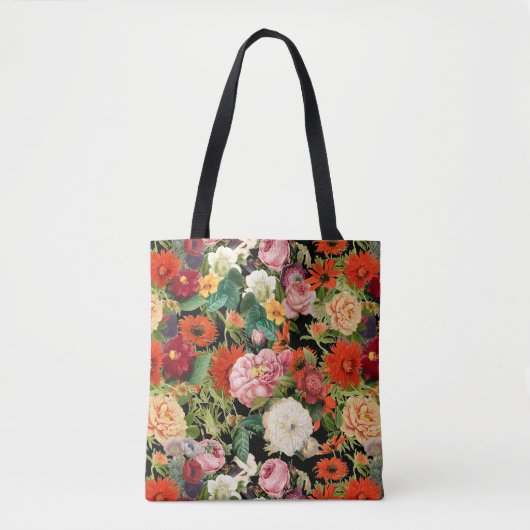Tote Bag Jardin vintage d'été fleurs heureuses motif (Devant)