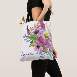 Tote Bag Jardin Violet Floral Minimaliste Mariée Personnali
