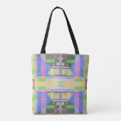 Tote Bag Jaune bleu violet géométrique (Dos)