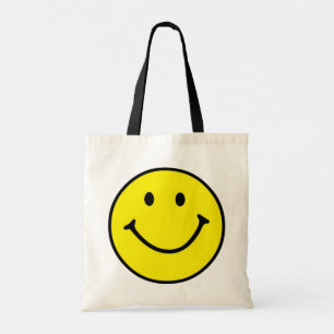 Tote Bag Jaune brillant et joyeux visage souriant