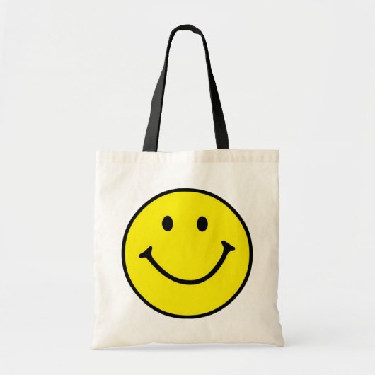 Tote Bag Jaune brillant et joyeux visage souriant (Devant)