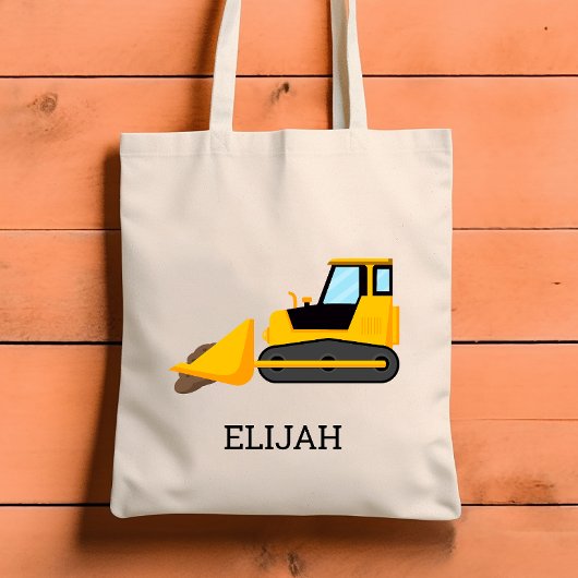 Tote Bag Jaune Bulldozer Enfants Construction personnalisée
