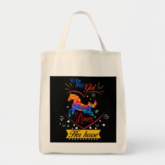 Tote Bag Jaune Cette Fille Aime Son Cheval (Devant)
