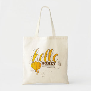 Tote Bag Jaune doré et Brown Hello Honey