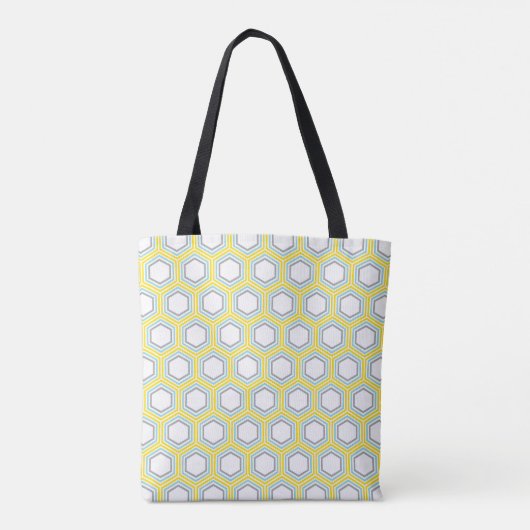 Tote Bag Jaune et Aqua Motif géométrique et Monogramme (Dos)