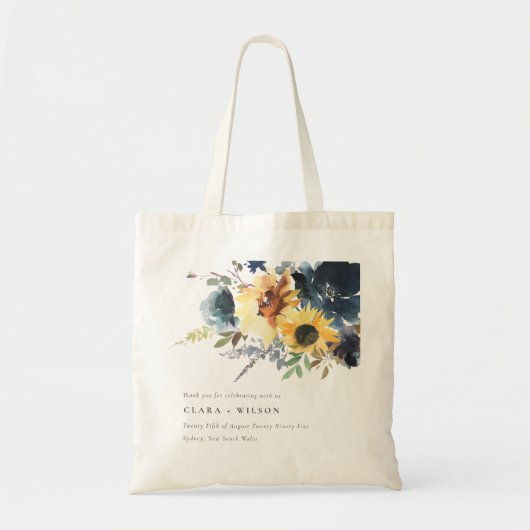 Tote Bag Jaune Mariage floral de la marine Sunflower (Devant)