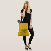 Tote Bag Jaune Moutarde Rétro et Monogramme Vert Forêt (Sur le modèle)