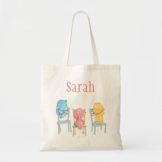 Tote Bag Jaune, rose, et bleu concerne des chaises (Devant)