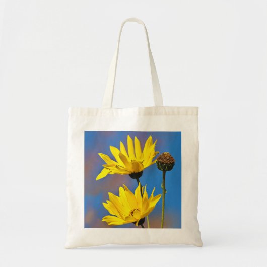 Tote Bag Jaune sur bleu (Devant)