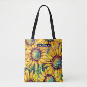 Tote Bag Jaune Tournesol Bleu  (Devant)