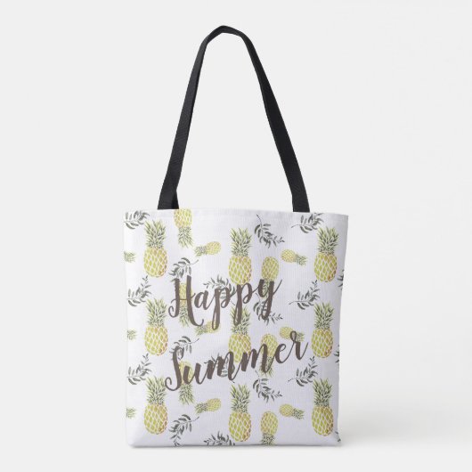 Tote Bag Jaune vert et or PINEAPPLE HEUREUX ÉTÉ (Dos)