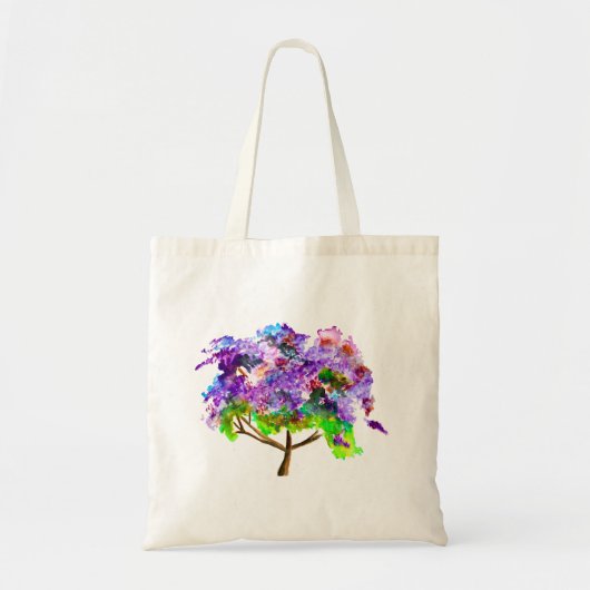 Tote Bag Jaune violette arbre aquarelle art (Devant)