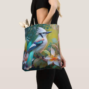 Tote Bag Jay à ailes Turquoises en berceau