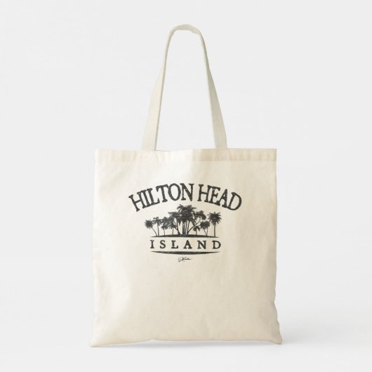 Tote Bag JCombs Hilton Head Island, SC, Palm Trees on Beach (Dos)