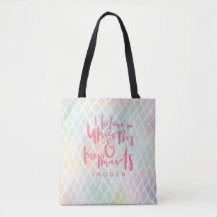 TOTE BAG JE CROIS EN UNICORNES ET EN ROSE MERMAIDS