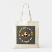 Tote Bag Je lève mon café à ma bouche (Gris/Or) (Dos)
