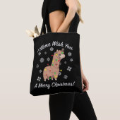 Tote Bag Je Llama Vous Souhaite Un Joyeux Noël Llama Noël (De près)
