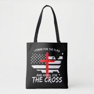 Tote Bag Je me tiens pour le drapeau et le genou de la croi