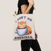 Tote Bag Je ne fais pas les matins - Chat orange mignon ave (De près)