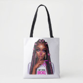 Tote Bag "Je ne parle pas Broke" Femme noire Shush (Devant)