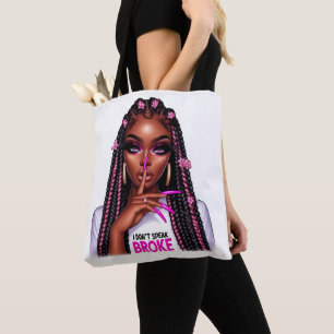 Tote Bag "Je ne parle pas pauvre" femme noire qui fait tair