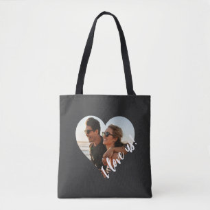 Tote Bag Je nous aime Script Heart Photo Black