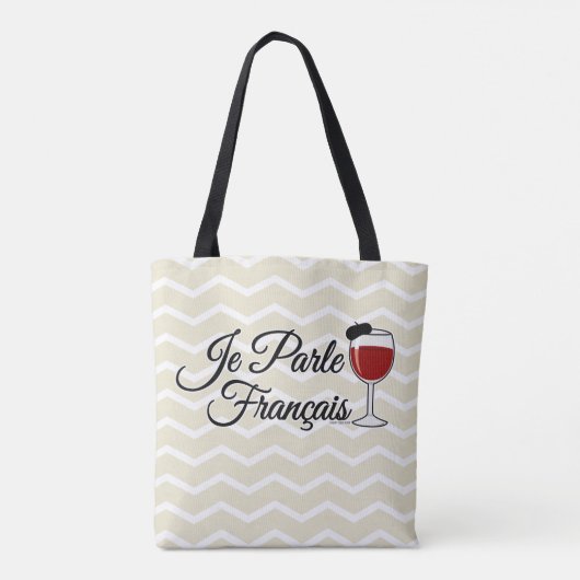 Tote Bag Je Parle Francais je parle le béret en verre de (Dos)