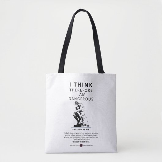Tote Bag Je pense donc que je suis dangereux (Devant)