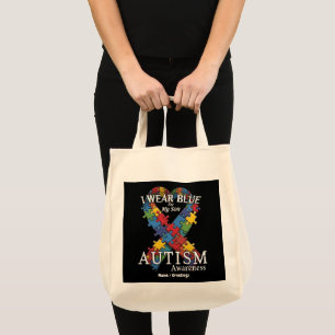 Tote Bag Je porte le bleu pour mon fils Sensibilisation sur
