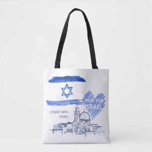 Tote Bag Je prie pour Israël Je suis avec Israël. Paix mond