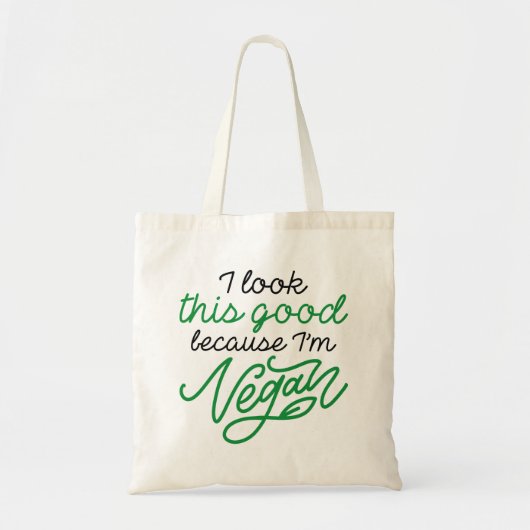 Tote Bag Je regarde ça bien parce que je suis Vegan (Devant)
